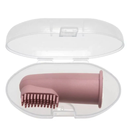 Silicone Finger Toothbrush with Case – Powder Pink